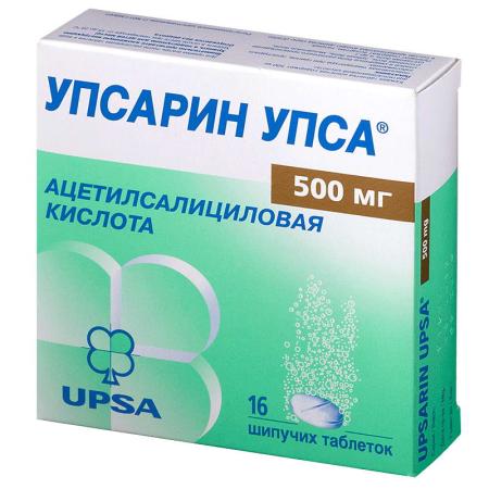 Упсарин Упса 500мг №16 таблетки шипучие (Ацетилсалициловая к-та+[Натрия г/карбонат+Лимон.к-та])